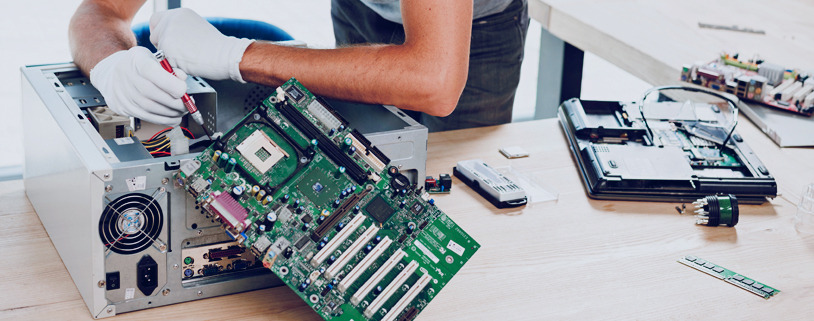 Technician providing support to a client